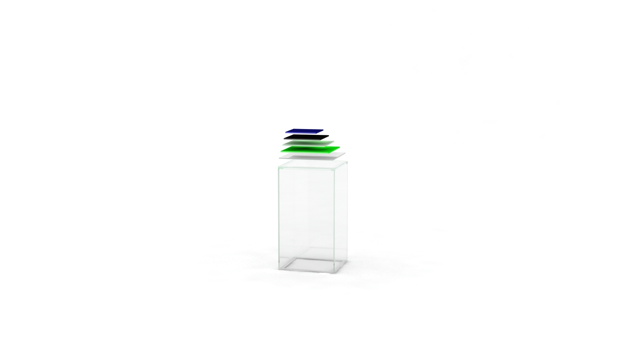 Steh / Hochtisch "Cube" klar 50x50x110 (Platten erhältlich in: blau schwarz , weiß, grün oder Glas)